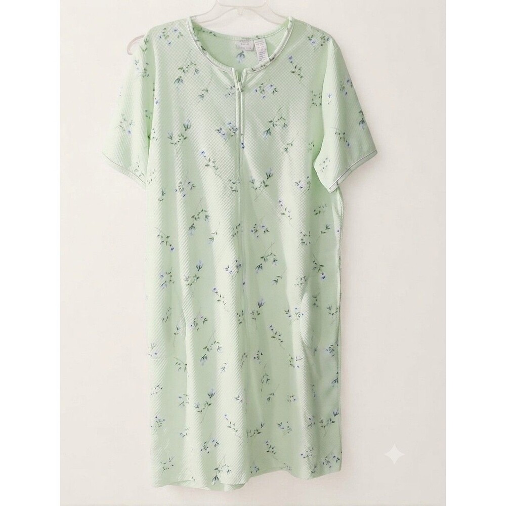 Jasmine Rose Light Mint Floral Super Soft Waffle Knit Robe With Pockets